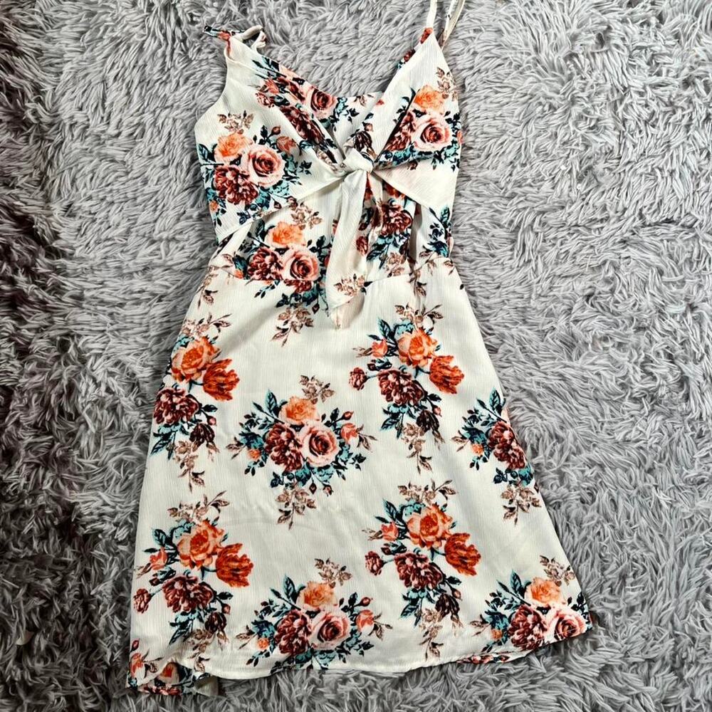 Floral dress Tie front Aline cottage core fairy Hippie Flirty coquette‎ Dress